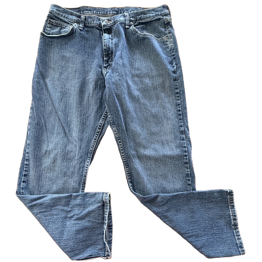 Wrangler Authentic Jeans Womens‎ 36x30 Blue Dark Wash Straight Leg Stretch Denim